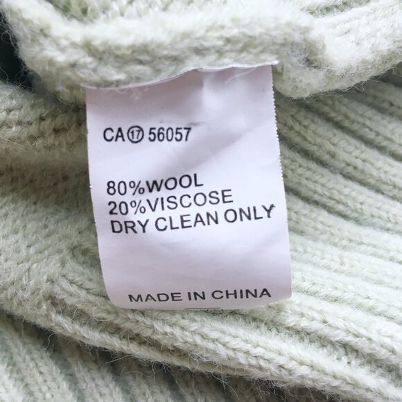 Aran Wool Blend Turtleneck Sweater - Soft Sage Green - Picture 7 of 7